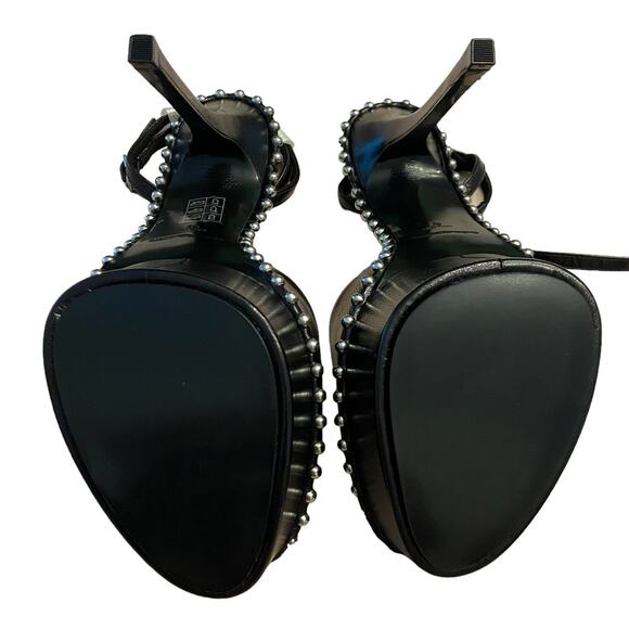 Alexander Wang Nova 145 Platform Sandals Studded Ankle Strap Leather Black Sz 38 - Picture 9 of 13